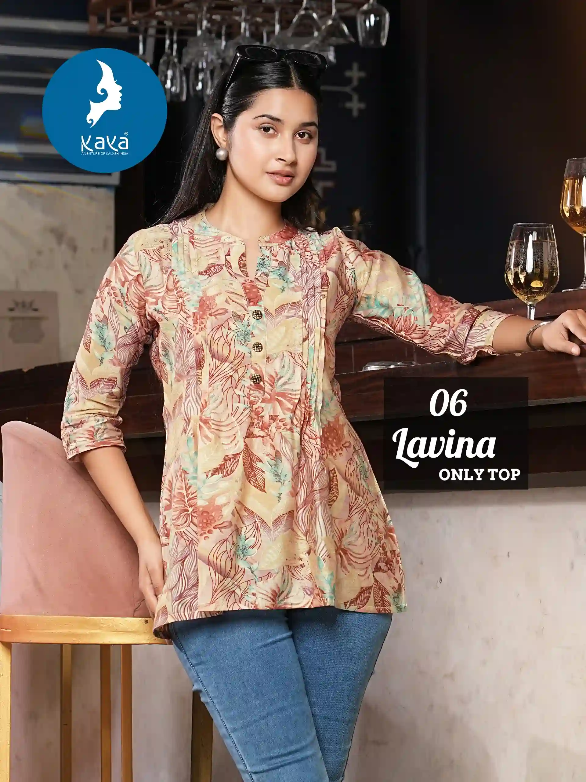 Kaya Lavina Chanderi Modal Print Wholesale Fancy Kurtis Catalog — Wholesale Kurtis, Kaya wholesale from Surat - Gallery Image 4